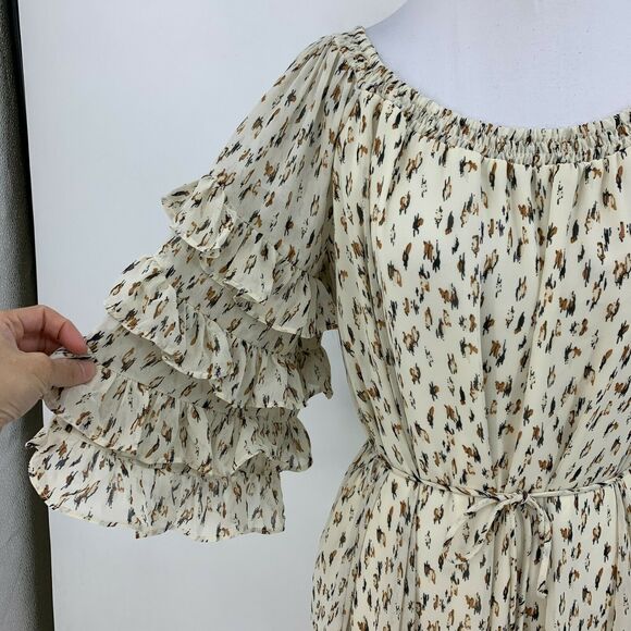 Fate Dress Womens S Small Off Shoulder Ruffle Tiered Mid Sleeves Waist Tie Boho - Picture 5 of 11